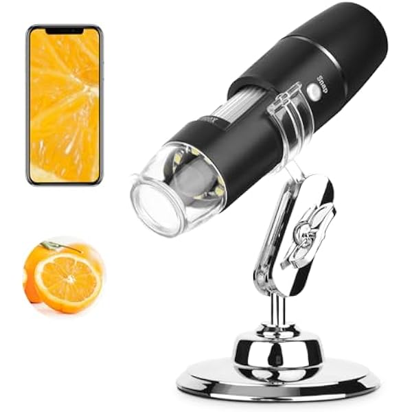 Handheld Digital Microscope Wireless Portable for Kids Adults 50x-1000x Magnification with 360 Rotate Stand Compatible with iOS/Android iPhone, iPad