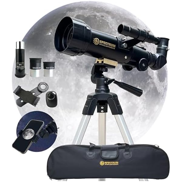 SpectrumOI Telescope for Kids & Adults - Astronomy Gift, 60mm Aperture Refractor with Carry Bag & Phone Holder