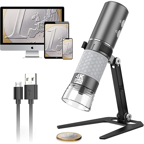4K HD Wi-Fi Wireless Digital Microscope Camera Magnifier, Compatible for iPhone, iPad, Android Phones and PC