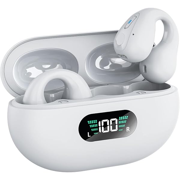 Ultra Ergonomic Clip-On Open Earbuds, Bone Conduction Over-The-Ear Headphones with Waterproof Design and Secure Fit for Small Ears, Lustrous Purple