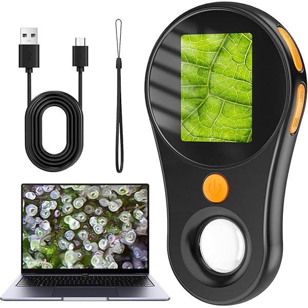 Microscope for Adult-2.0 Inch IPS Screen 100X Pocket Microscope, 3-Level Adjustable LED Lights Portable Handheld Mini Microscope,USB Connection to PC
