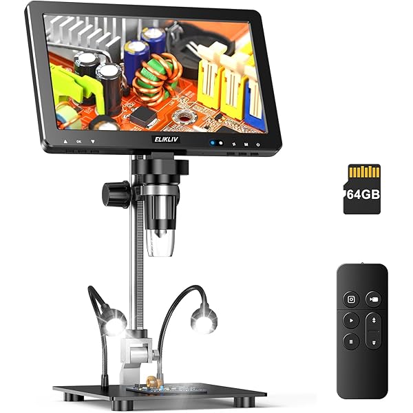 Elikliv EDM9 Max Digital Microscope: 20MP 10.1" 1500X HD IPS HDMI Coin Microscope Magnifier for Error Coins with Screen & Light, LCD Soldering Microscopes for Adults, PC/TV View, 64GB