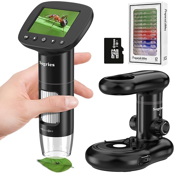 1000x Microscope-Handheld Digital Microscope for Children with 2" LCD Screen,Pocket Microscope for Kids with 8 Adjustable LED Lights,Coins Electronic Magnifier Camera,USB to PC,Including 32GB SD Card