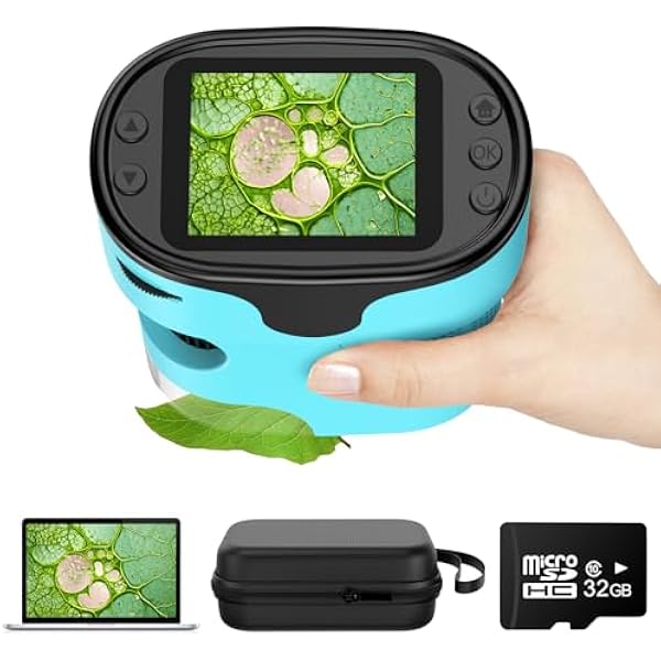 1000X Pocket Microscope for Kids - 4K 2.0" Screen, Digital Mini Scope with Slides Kit, Rechargeable Lab Handheld Portable Microscopes for Kids 4-12 Students Teens