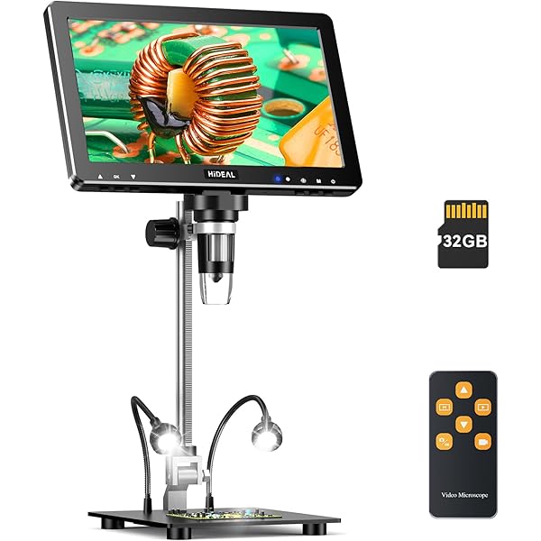 HM10 10.1" Digital Microscope: 16MP 1200X HD IPS Coin Microscope Magnifier for Error Coins with Light, 1080P LCD Soldering Microscopes for Adults with Screen, PC View, 32GB