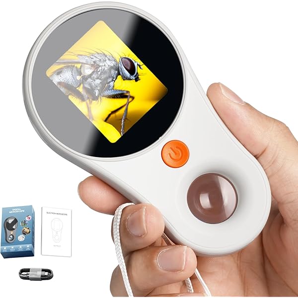 Handheld Digital Microscope Portable Microscope USB for Kids 2.0 inch IPS Color Screen,200w Pixel,500x Magnification,Built-in 8LED Lights Compatible with Windows,Mac OS(Black)