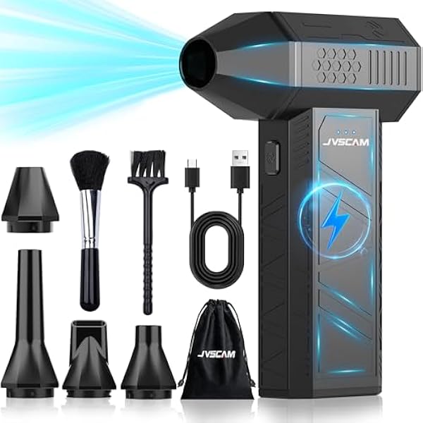 Compressed Air Duster - Electric Air Duster with Brushless Motor - 3 Gear Adjustable Cordless Air Blower - Rechargeable Air Duster for PC, Keyboard, Car, Outdoors, Home (X3)