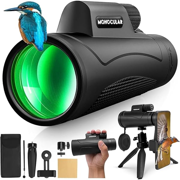 2025 Update - 80x100 Monocular Telescope High Powered for Smartphone High Definition Monoculars for Adults with Adapter/Tripod for Bird Watching Hiking Hunting Camping Traveling Outdoor Wildlife