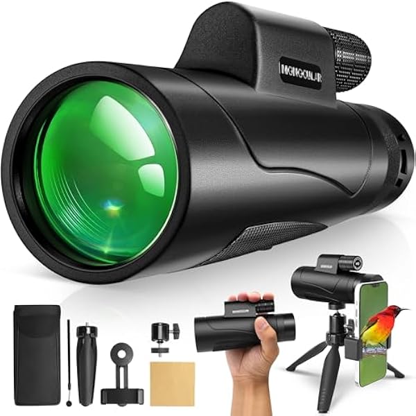2025 Update - 80x100 Monocular Telescope High Powered for Smartphone High Definition Monoculars for Adults with Adapter/Tripod for Bird Watching Hiking Hunting Camping Traveling Outdoor (Black New)