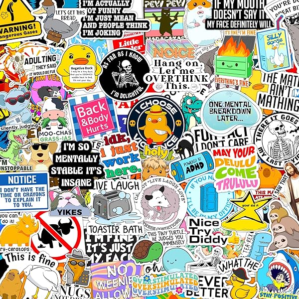 300 Pcs Funny Gift Stickers for Adults (Dirty) Meme Water Bottles Prank Pack Waterproof Cool Sticker for Laptop, Hard Hats, Sarcastic, Vinyl Decals Hilarious Gift