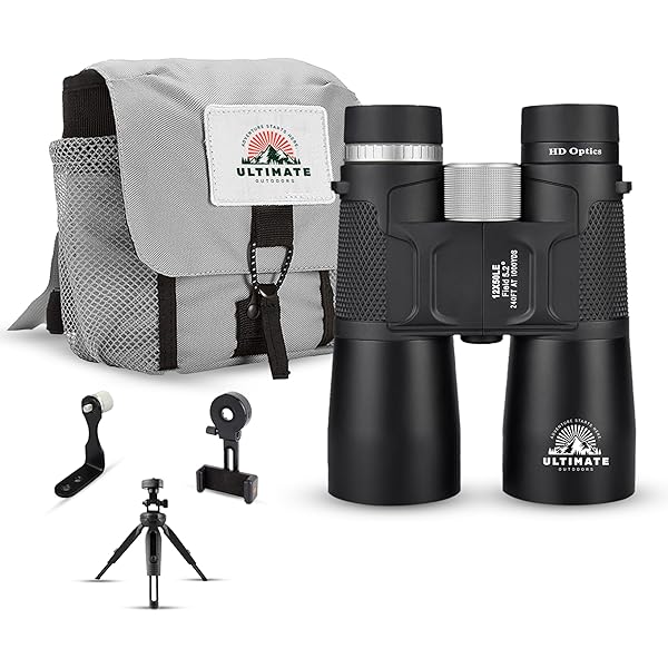 12x50 High Power Binoculars for Adults – HD Waterproof Binoculars with BaK-4 Prism, Phone Adapter & Tripod Mount – Bird Watching, Hunting, Stargazing, Travel, Cruise - Jet Black