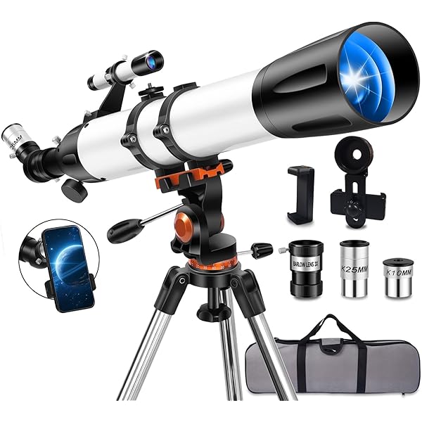 Telescope for Adults High Powered 90mm Aperture 800mm(32X-240X),Refractor Telescopes for Astronomy Beginners with AZ Mount Tripod,Phone Adapter,Carry Bag