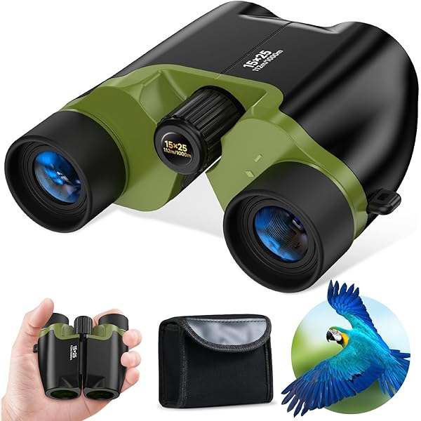 Compact Binoculars for Adults and Kids, Large View Waterproof Small Binoculars with Low Light Vision BAK4 Prism FMC Lens for Cruise Ship Bird Watching Travel Sightseeing Concert Hunting (Green)