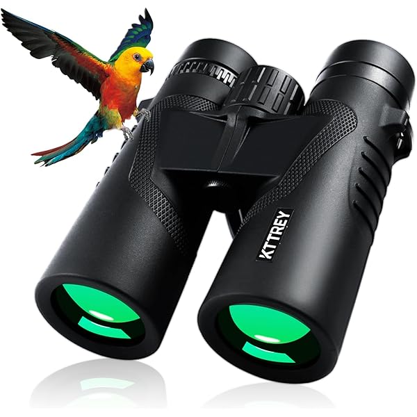 10x42 High Powered Binoculars for Adults, Kttrey Compact Waterproof Binoculars with Clear Low Light Vision for Bird Watching, Hunting, Cruise, Stargazing and Travel, Includes Carrying Bag and Strap