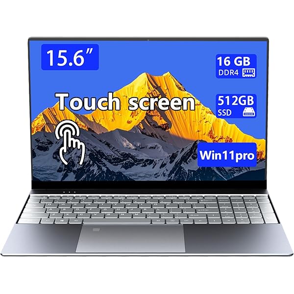15.6-inch touchscreen portable laptop, with high-end all-metal body,16GB DDR4+512GB SSD, N95 quad-core 3.4GHz processor, fingerprint recognition and backlit keyboard,1920×1080, supports WiFi,Win11