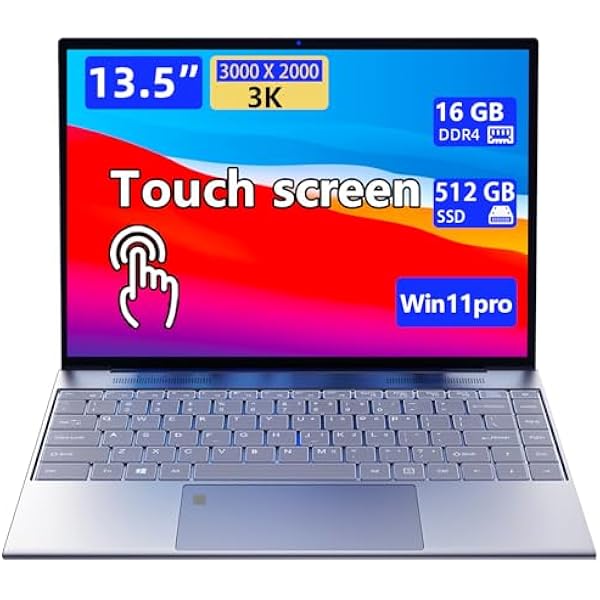 13.5-inch Portable Touchscreen Laptop, (16GB RAM, 512GB SSD), 3K (3000×2000) IPS, Pentium quad-core CPU up to 2.64 GHz,9000mAh battery,Mini HDMI interface,USB3.0 interface,dual-band WiFi,webcam