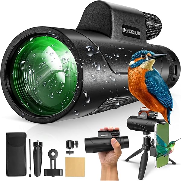 80x100 Monocular Telescope High Powered for Smartphone High Definition Monoculars for Adults with Adapter/Tripod for Bird Watching Camping Hiking Hunting Traveling Outdoor Wildlife-2025 Update