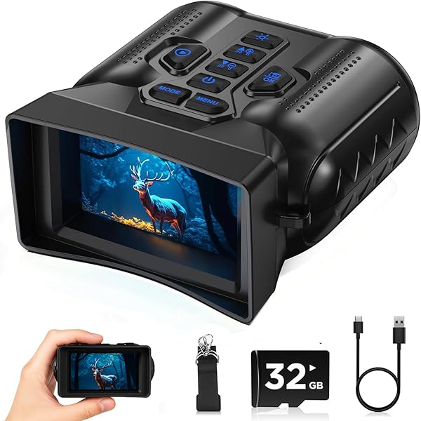 Night Vision Goggles,4K Night Vision Binoculars for Adults,Thermal Binoculars with 10X Zoom,9-Level Infrared,1000FT Infrared Range,32GB TF Card,Photo&Video Recording,Compact Design,Ideal Gifts for Men