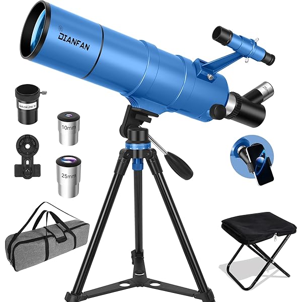 Dianfan Telescope, 90mm Aperture 550mm - Astronomical Telescope for Adults High Powered,Portable Telescopes Fully Multi-Coated High Transmission with Tripod, Phone Adapter, Carrying Bag, Folding Stool