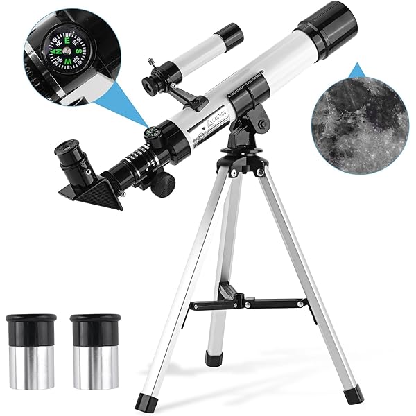 Telescope for Kids & Beginners 40mm Aperture 400mm AZ Mount Astronomical Refracting Telescope with Finder Scope Compass and Tripod