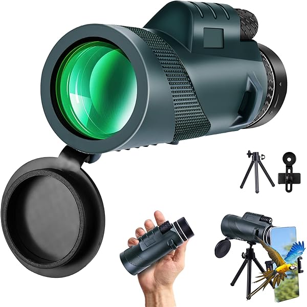 80x100 High Powered Monocular Telescope with Smartphone Holder & Tripod, HD Monocular for Adults with BAK4 Prism & FMC Lens for Hunting Star Bird Watching Wildlife Camping Hiking