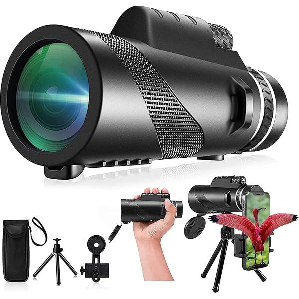 Monocular-Telescope 80x100 High Powered Monoculars High Definition for Adults High Powered with Smartphone Adapter Telescope Hunting Wildlife Bird Watching Travel Camping Hiking-Black