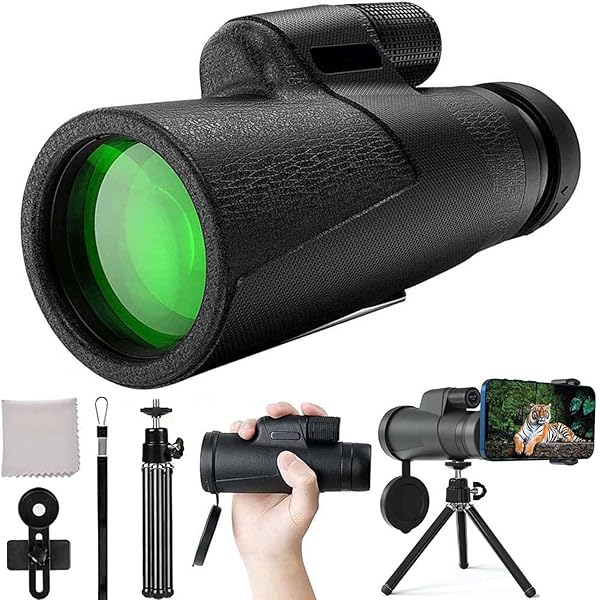 Monocular Telescope 12x50 High Powered for Adults, Waterproof Fogproof with Smartphone Adapter & Tripod, BAK4 Prism FMC Lens for Bird Watching Hunting Concerts Stargazing, Gift for Family