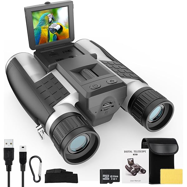 ZZSTAR 12x32 Binoculars with Camera, FMC & BAK4 Prism Lens, Large View, Portable High Powered Binoculars for Adults, 2" LCD Display 5MP 1080P Video Photo Recorder for Bird Watching Sport, Silver