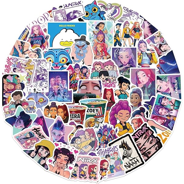 60Pcs Demon Movie Hunters Stickers, Korean Idol Sticker Anime Style Stickers for Water Bottles, Huntrx, Saja Boys, Jinwoo, Rumi, Tiger, Zoeystery, Miromabby Decal Gifts for Kids Men and Women (60)