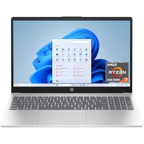 HP 15.6 inch Laptop, FHD Display, AMD Ryzen 7 5825U, 8 GB RAM, 512 GB SSD, AMD Radeon Graphics, Windows 11 Home, Natural Silver, 15-fc0502nr