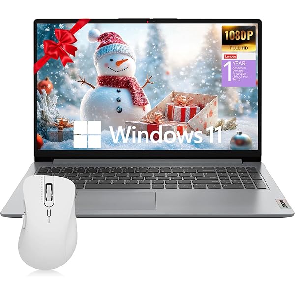 Lenovo AI Home Student Laptop, 15.6" FHD Display, Intel Quad-Cores Processor, 12GB RAM, 128GB + 256GB Storage, 1 Yr Office 365 ADP, HDMI, Wi-Fi 6, Win11 Home, Bundle with Thunderobot Wireless Mouse