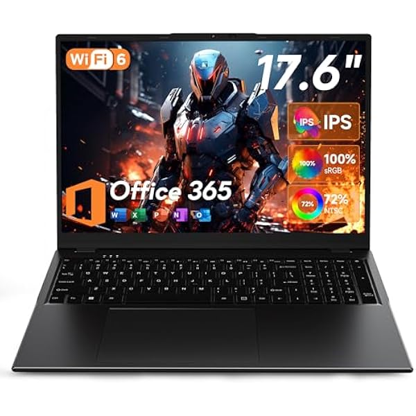jumper 17.6 Inch Laptop with Office 365, 100% sRGB FHD Display, 16GB RAM 1TB SSD+128GB Storage, N5095 CPU, Windows 11, Backlit Keyboard, 7000mAh, WiFi-6, Laptops Computer for Students and Business