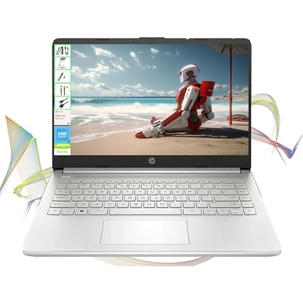HP Laptop with Microsoft Office and 1TB Cloud Storage (1-Year) | 14 inch HD Computer | 16GB RAM | 128GB UFS & 128GB Portable SSD| Intel 4-Core CPU(Beat i3-10110U)| Windows 11 Home in S Mode| LE Bundle