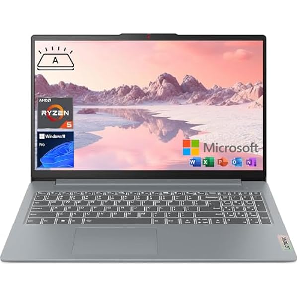 Lenovo IdeaPad Slim 3 Laptop, 15.6 Inch FHD Display, AMD Ryzen 5 5625U, 16GB RAM, 512GB SSD, Backlit KB, SD Card Reader, Webcam, HDMI, Wi-Fi 6, Windows 11 Pro, with Microsoft 365 for The Web