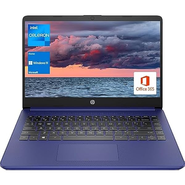 HP Portable Laptop, Student and Business, 14" HD Display, Intel Quad-Core N4120, 16GB DDR4 RAM, 64GB eMMC, 1 Year Office 365, Webcam, SD Card Reader, HDMI, Wi-Fi, Windows 11 Home, Blue, KKE Mousepad