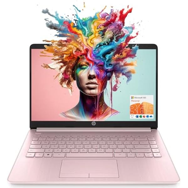 HP Portable Laptop (Include 1 Year Microsoft 365), 14’’ HD Display, 16GB RAM, 64GB eMMC, Intel Quad-Core N4120, Student and Business, Webcam, HDMI, Wi-Fi, RJ-45, Windows 11 Home, Pink