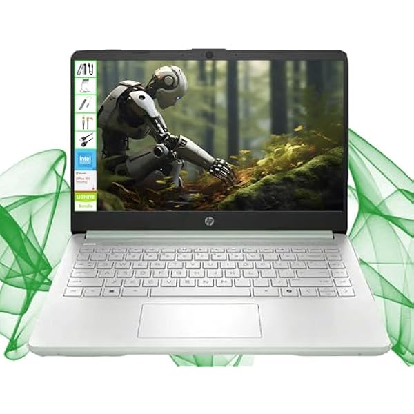HP Laptop with Microsoft Office and 1TB Cloud Storage (1-Year) | 14 inch HD Computer | 4GB RAM | 128GB UFS & 128GB Portable SSD| Intel 4-Core CPU(Beat i3-10110U)| Windows 11 Home in S Mode| LE Bundle