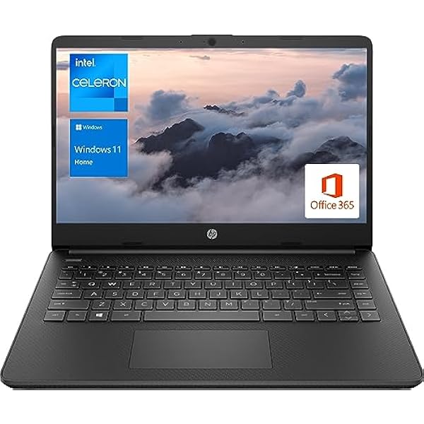HP Portable Laptop, Student and Business, 14" HD Display, Intel Quad-Core N4120, 4GB DDR4 RAM, 64GB eMMC, 1 Year Office 365, Webcam, SD Card Reader, HDMI, Wi-Fi, Windows 11 Home, Black, KKE Mousepad