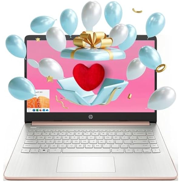 HP Essential Laptop, 14" HD Display, Intel Celeron N4120, 8GB RAM, 128GB eMMC, Webcam, HDMI, Wi-Fi, RJ-45, 1 Year Office 365, Windows 11 Home, Rose Gold