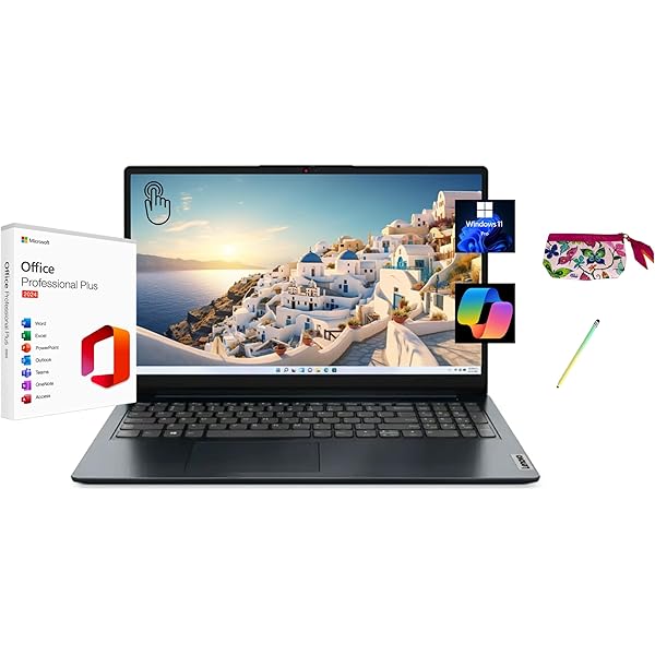 Lenovo Ideapad 1 15.6" FHD Touchscreen Laptop, with Free Lifetime Microsoft Office 2024, AMD Ryzen 5 7520U, 8GB RAM, 1TB SSD, Windows 11 Pro, Abyss Blue, with Stylus Pen & Pouch