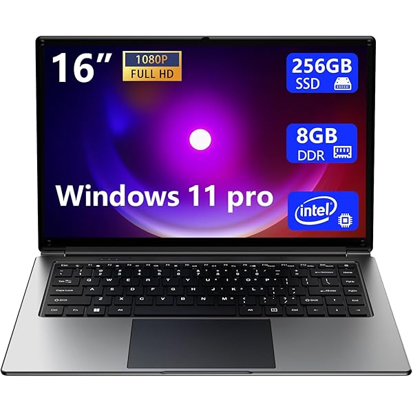 laptop 16-inch , 8GB DDR 256GB SSD portable laptop computer, expandable to 1TB, Pentium quad-core CPU up to2.64 Hz, 9000mAh battery, interface, USB3.0 interface, dual-band WiFi, webcam, slim laptops