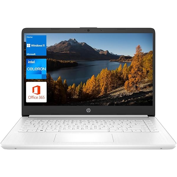 HP Essential Laptop, 14" HD Display, Intel Celeron N4120, 8GB RAM, 64GB eMMC+256GB Micro SD, Webcam, HDMI, Wi-Fi, RJ-45, 1 Year Office 365, Windows 11 Home, White