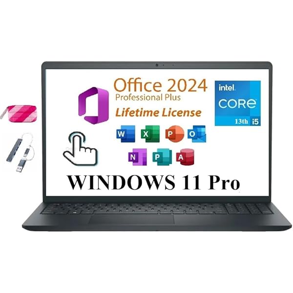 Dell Inspiron 15 3530 Business Laptop, 15.6" FHD Touchscreen, Intel Core i5-1334U, 16GB RAM, 512GB SSD, Lifetime Microsoft Office 2024, Webcam, HDMI, Wi-Fi 6, Windows 11 Pro, Black W/WM Bundle