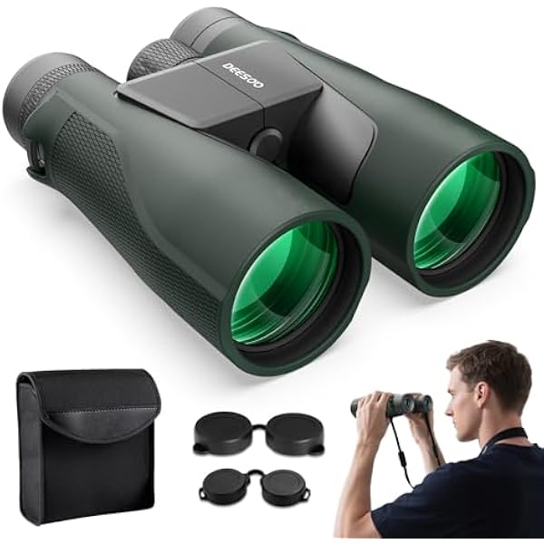 15x56 Binoculars for Adults High Powered - Deesoo Easy Focus Waterproof Binoculars with Clear Low Light Vision, BAK4 Prism Professional Binocular for Bird Watching Travel Hunting Stargazing (Green)