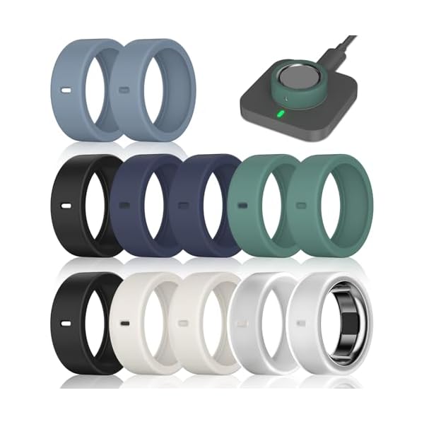 Compatible with Oura Ring Gen 4/ Oura Ring Gen 3 Horizon & Heritage, Surport Charging with Cover on (2Black+2Clear+2Star+2Cactus+2Blue+2NavyBlue, L for 12/13/14/15)