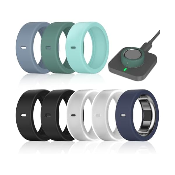 8 Pack Ring Cover Compatible with Oura Ring Gen 4/4 Ceramic, Oura Ring Gen 3 Horizon/Heritage, Surport Charging with Cover on, Anti-Scratch Elastic Silicone Rings Protector for Men Women Working Out