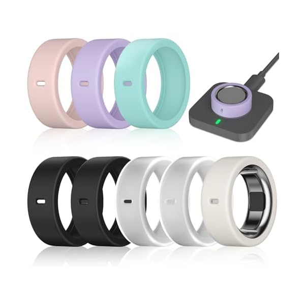 8 Pack Ring Cover Compatible with Oura Ring Gen 4/4 Ceramic, Oura Ring Gen 3 Horizon/Heritage, Surport Charging with Cover on, Anti-Scratch Elastic Silicone Ring Protector for Men Women Working Out