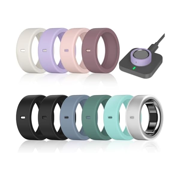 10 Pack Ring Cover Compatible with Oura Ring Gen 4/4 Ceramic, Oura Ring Gen 3 Horizon/Heritage, Surport Charging with Cover on, Anti-Scratch Elastic Silicone Ring Protector for Men Women Working Out