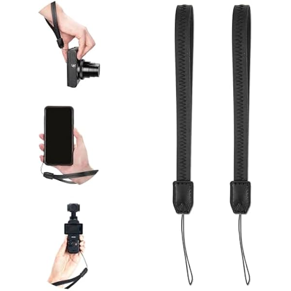 2 Pack Durable PU Leather Short Lightweight Hand Wrist Strap Lanyard String for Canon V10 G7X Mark III G5X Mark II Sony ZV-1 II RX100VII Ricoh GRIIIx Panasonic DMC-LX10 SOFORT 2 Osmo Pocket 3 Camera