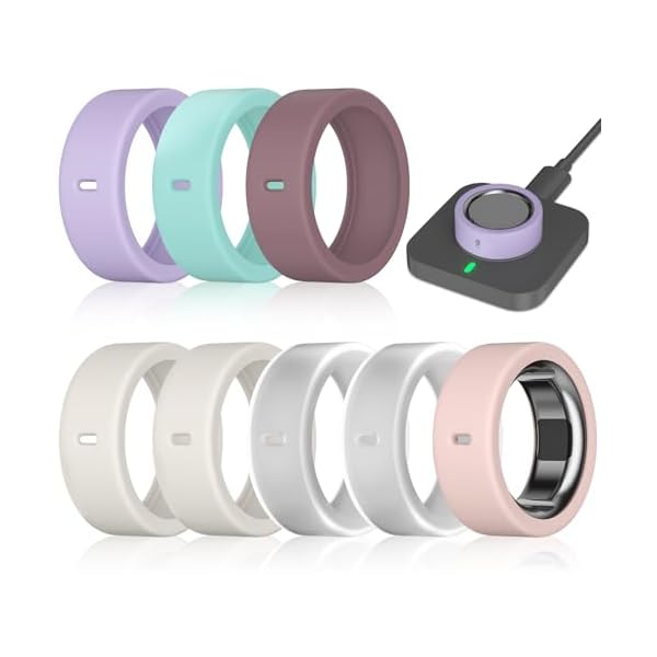 8 Pack Ring Cover Compatible with Oura Ring Gen 4/4 Ceramic, Oura Ring Gen 3 Horizon/Heritage, Surport Charging with Cover on, Anti-Scratch Elastic Silicone Ring Protector for Men Women Working Out